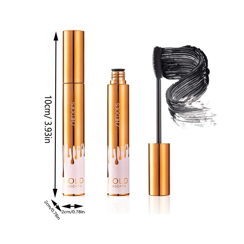 Thick Curly Eye Black Waterproof Non Smudging Slim Durable And Makeup Free Eye Black Gold Color Mascara