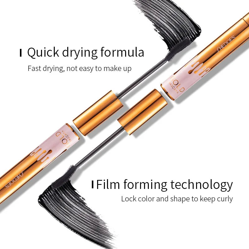 Thick Curly Eye Black Waterproof Non Smudging Slim Durable And Makeup Free Eye Black Gold Color Mascara