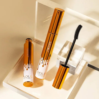 Thick Curly Eye Black Waterproof Non Smudging Slim Durable And Makeup Free Eye Black Gold Color Mascara